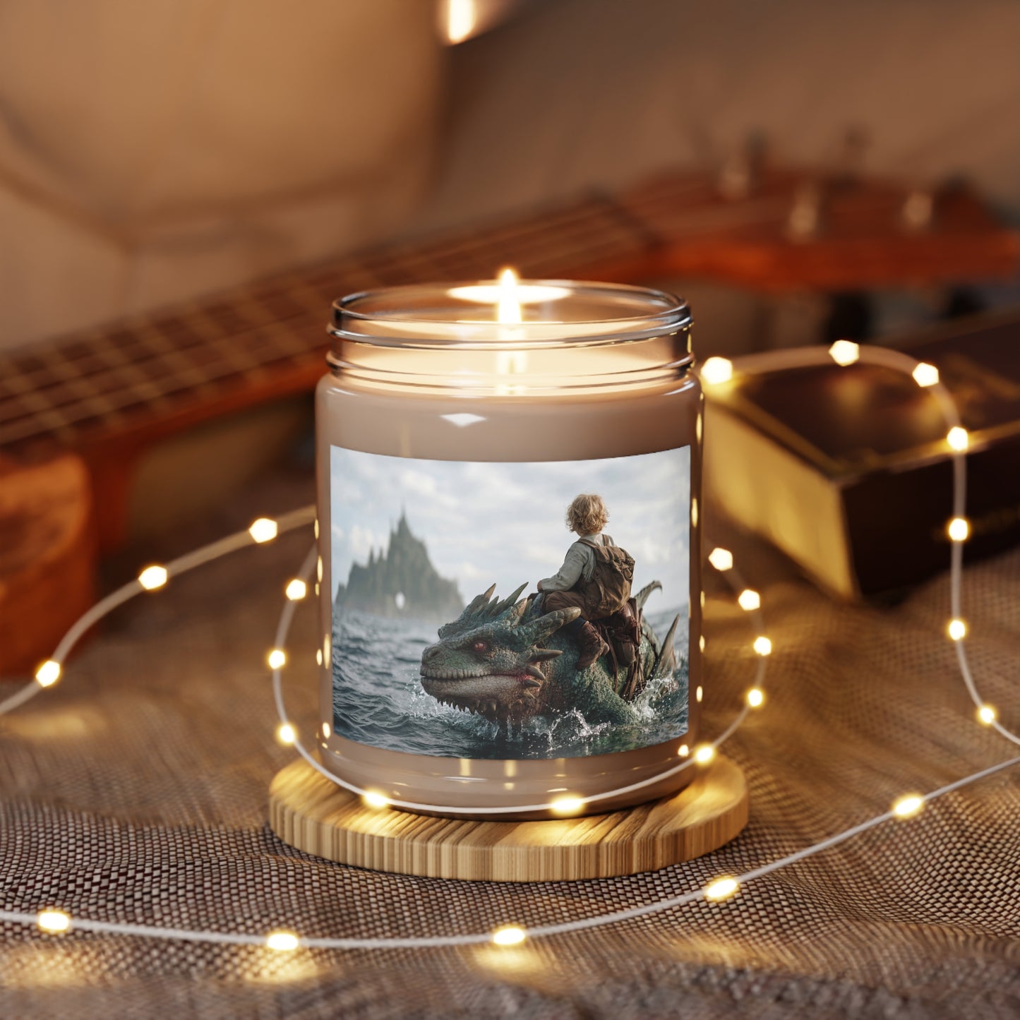 Sea Dragon Rider Scented Soy Candles with White Lid, 9oz – Salt-Kissed Fantasy Voyage