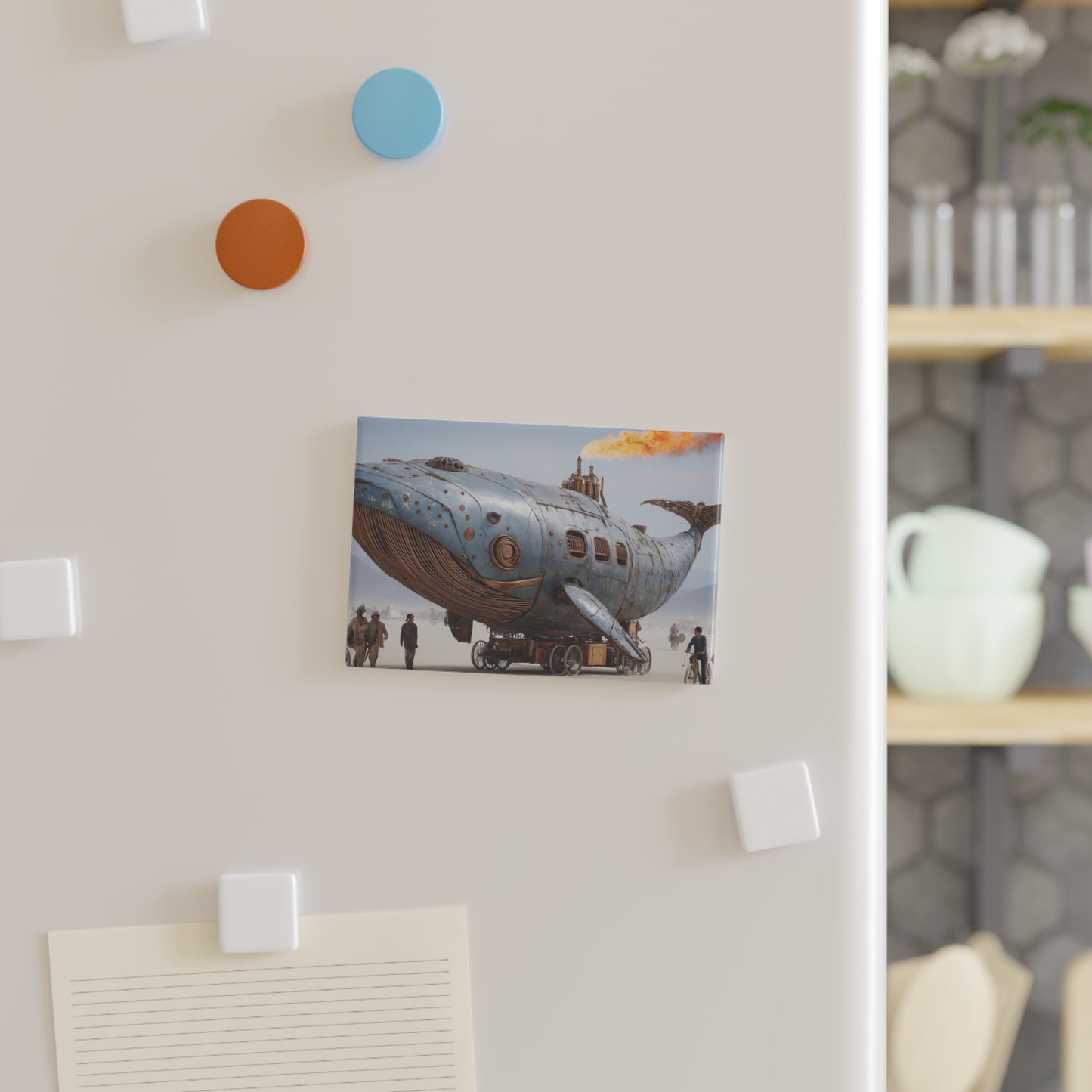 Steam Whale Art Magnet – Gilded Engine in the Dusty Desert