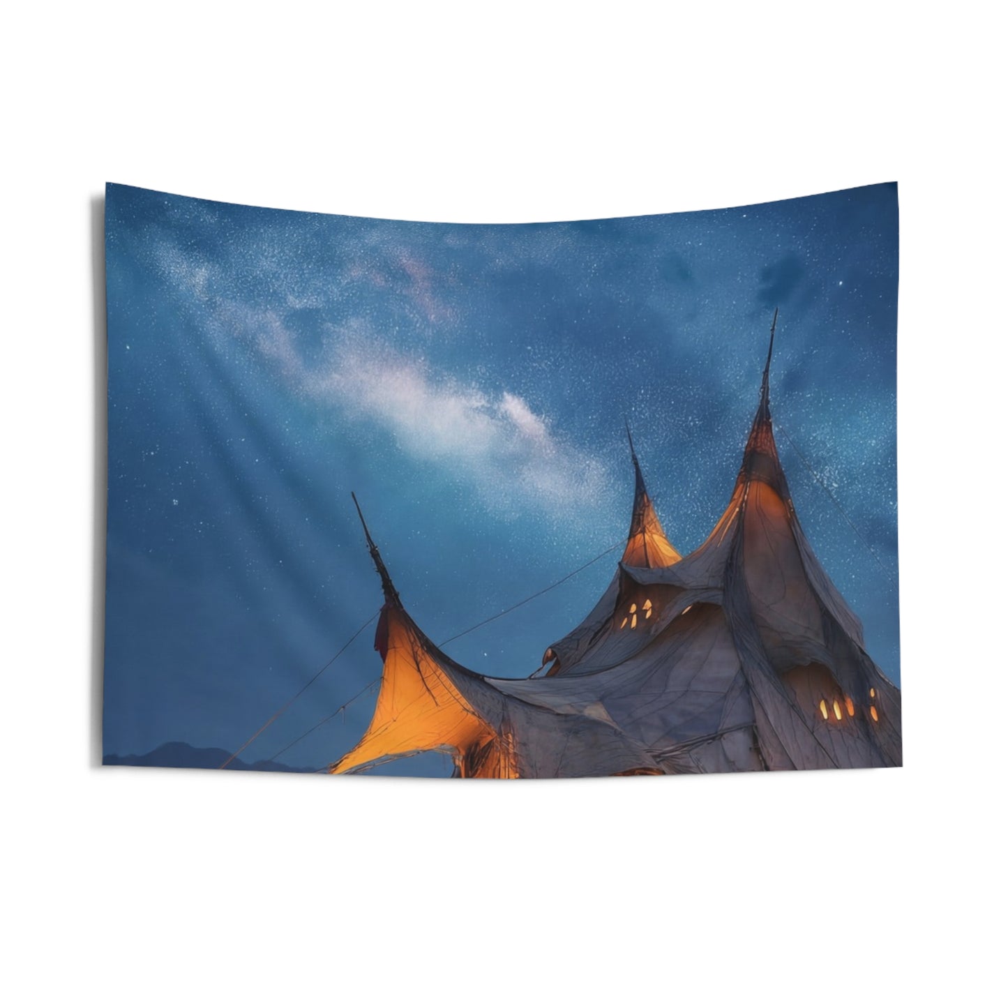 Starlit Nomad Tent Wall Tapestry – Milky Way Haven Under Open Skies