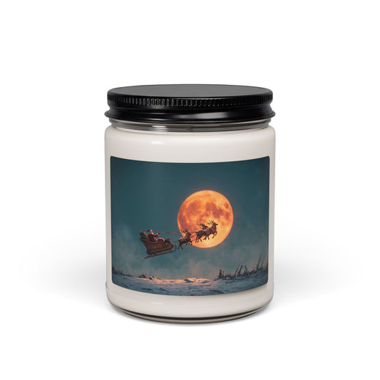 Santa’s Midnight Flight Scented Soy Candle, 9oz – Crimson Moon Over Snowy Peaks