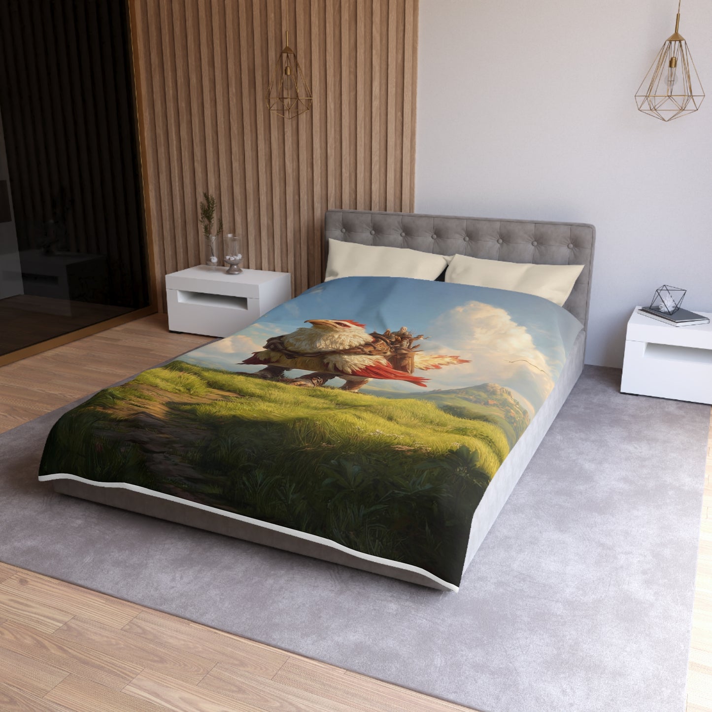 Skybound Hawk Riders Microfiber Duvet Cover – Sunlit Summit Adventure