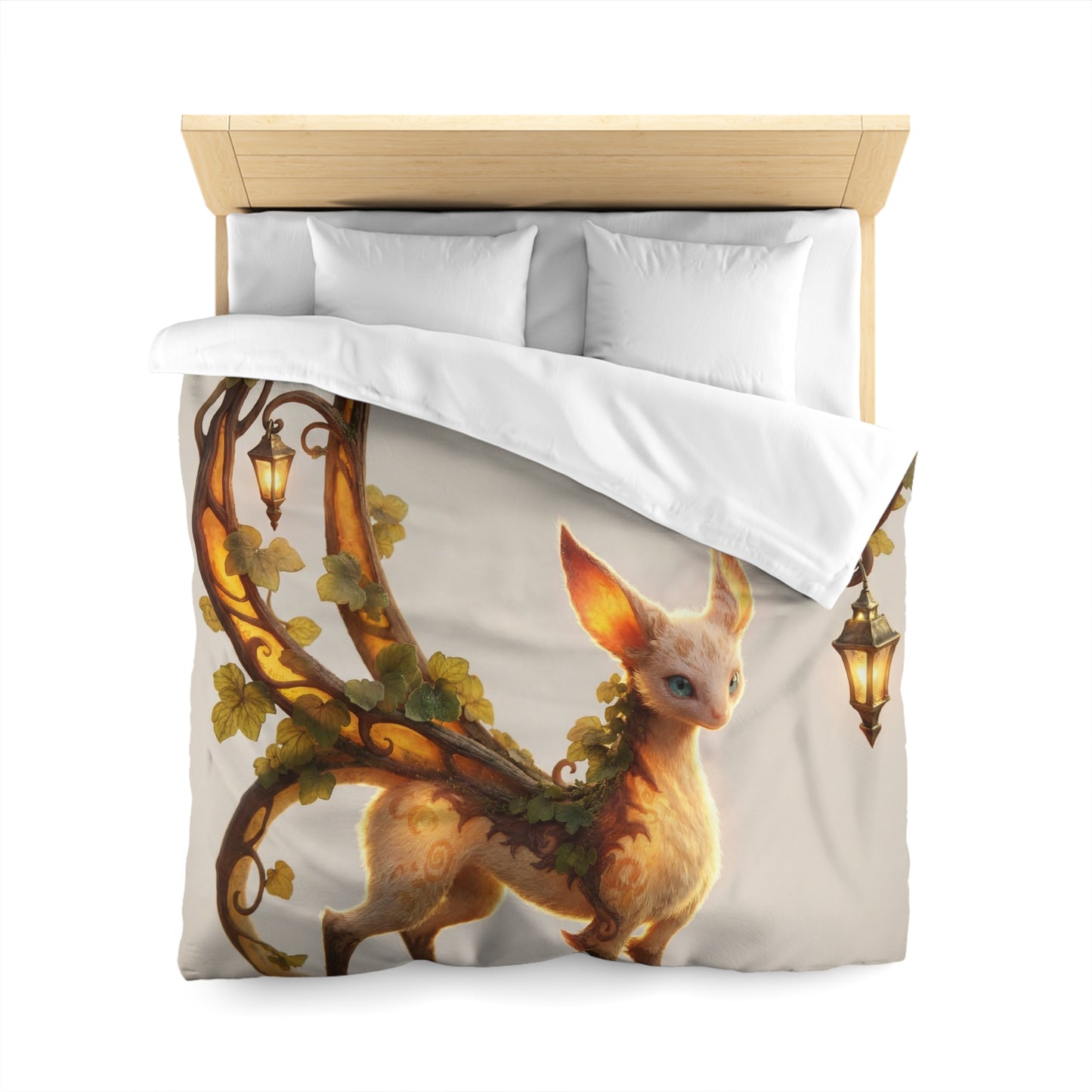 Moonlit Sentinel Microfiber Duvet Cover – Whimsical Feline Guardian in Iron Archway