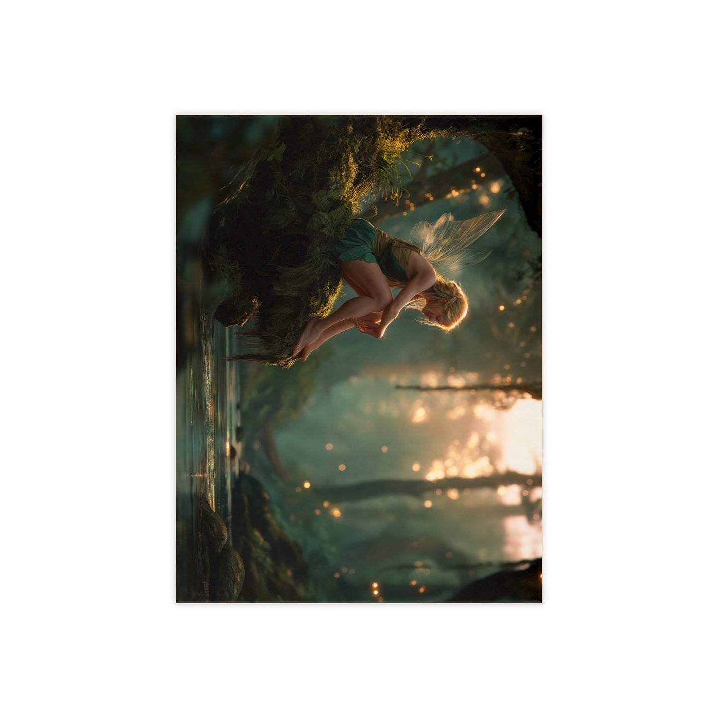 Willow Glade Fairy Ceramic Photo Tile – Golden Hour Solitude