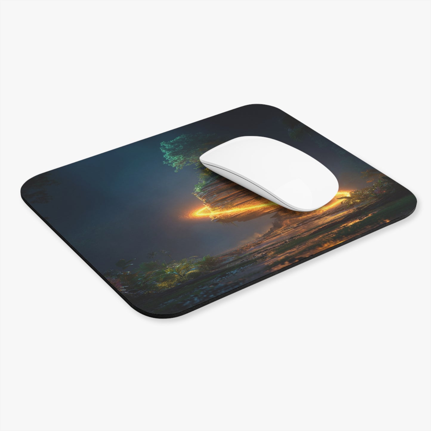 Floating Island Tree Mouse Pad (Rectangle) – Luminous Twilight Portal