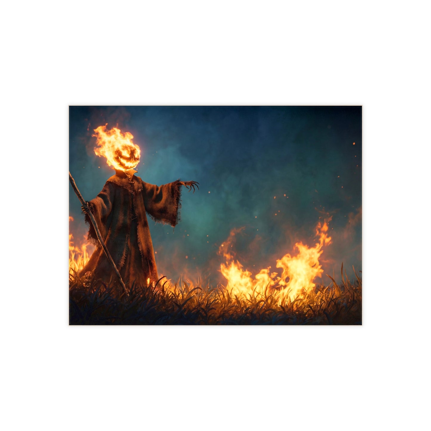 Fiery Headed Reaper Ceramic Photo Tile – Twilight Guardian of the Burning Field