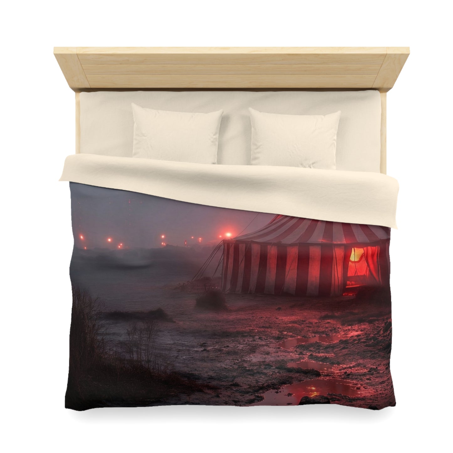 Crimson Carnival Tent Microfiber Duvet Cover – Whispers of the Fogbound Ring