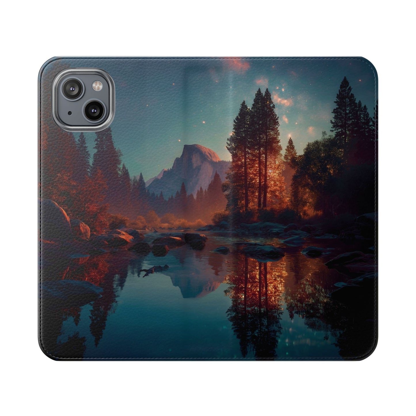 Starlit Valley Flip Cases – Twilight River and Half Dome Reflections