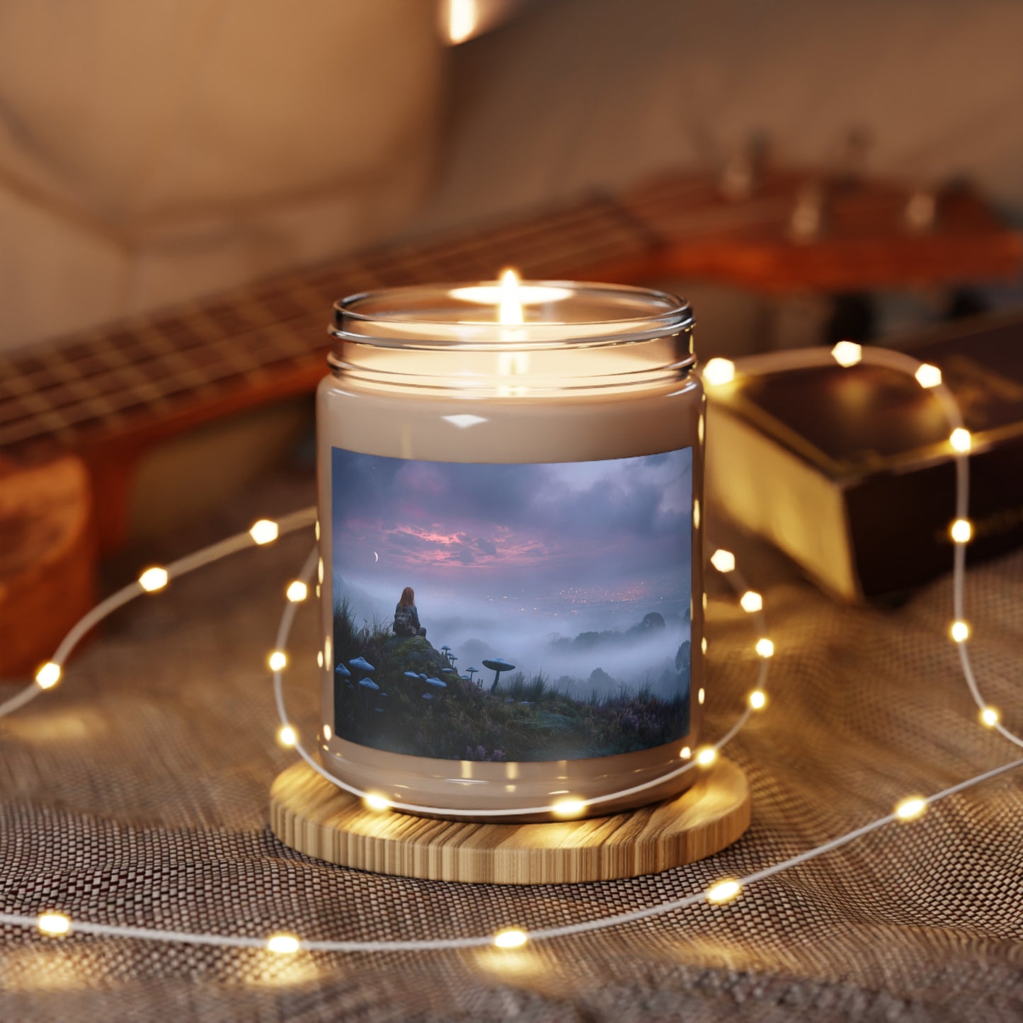 Moonlit Mycelium Scented Soy Candles with White Lid, 9oz – Whispering Ridge Solitude
