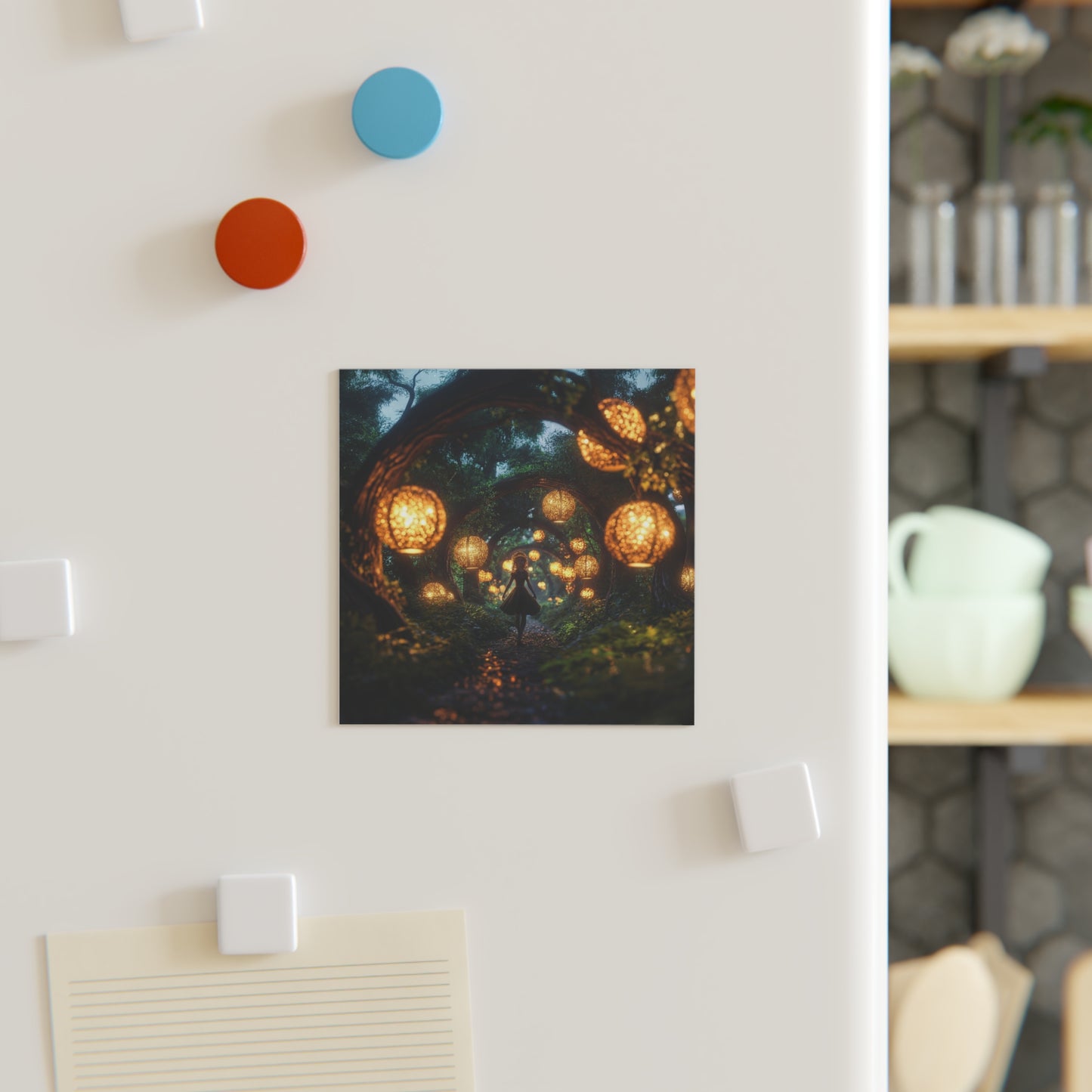 Lantern Grove Square Magnet – Whispers of the Twilight Path