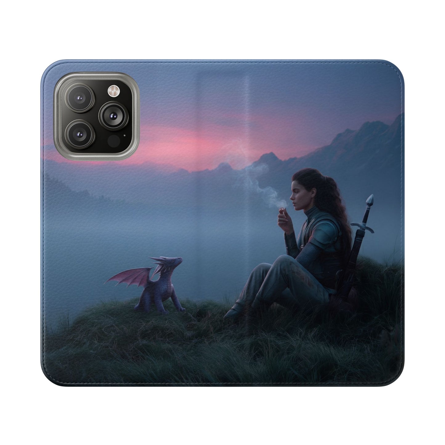 Silent Guardian Flip Cases – Misty Dawn Warrior and Dragon Companion