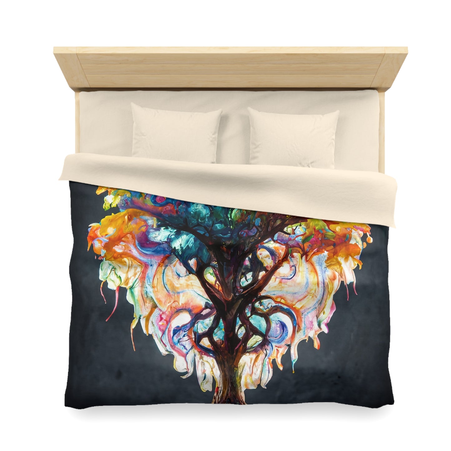 Chromatic Soul Tree Microfiber Duvet Cover – Where Color Blooms Like Light