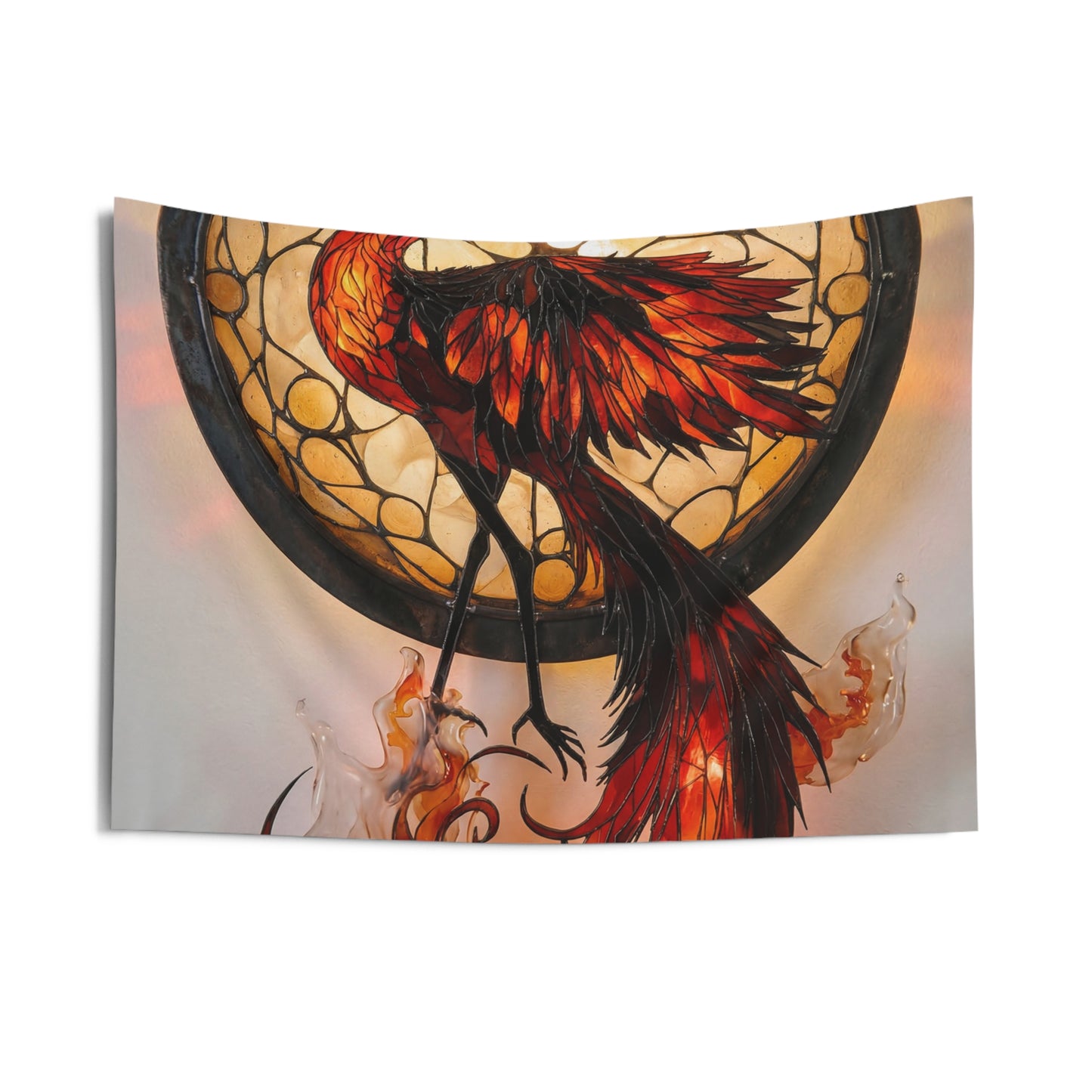 Phoenix Flame Wall Tapestry – Illuminated Glass Artistry