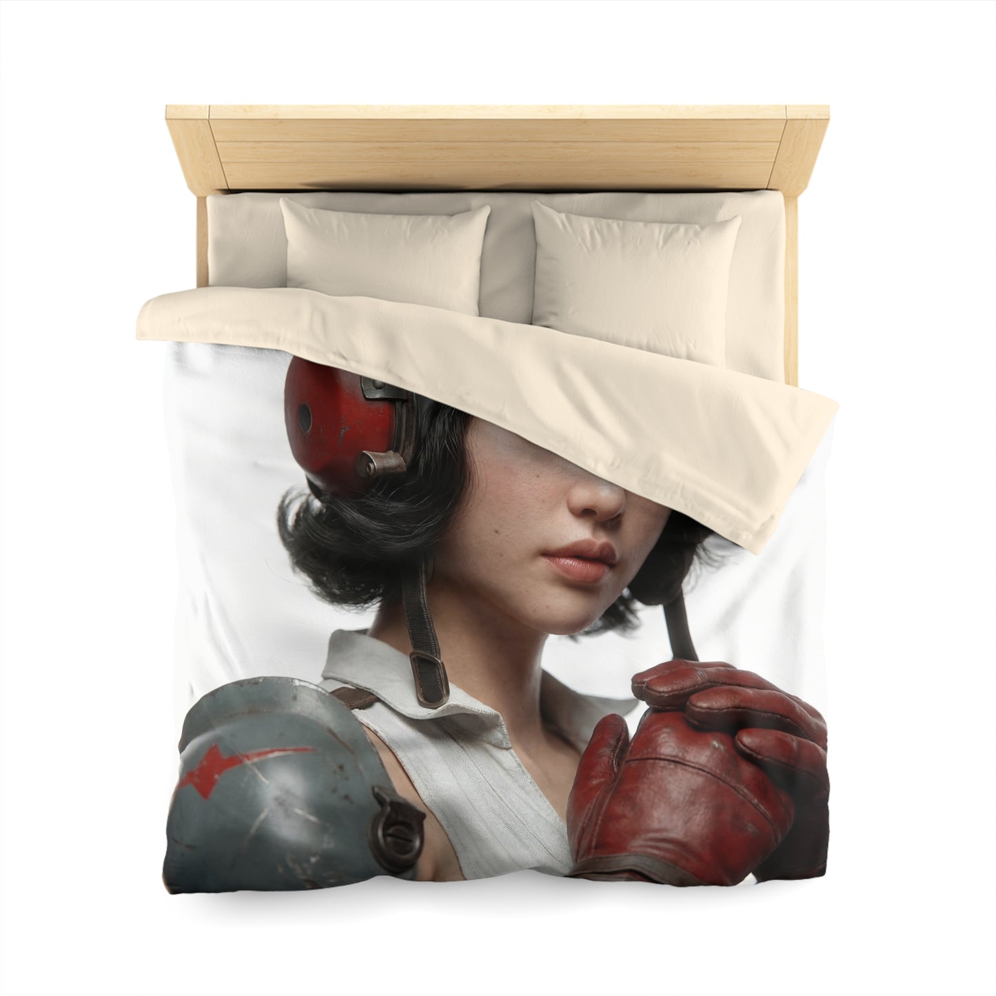 Aviator’s Gaze Microfiber Duvet Cover – Crimson Gloves and Skyward Resolve