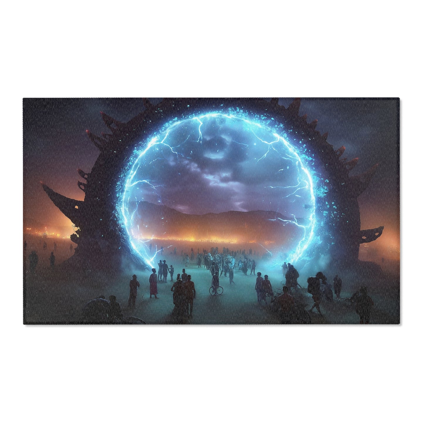 Celestial Portal Area Rugs – Electric Rift in the Desert Night