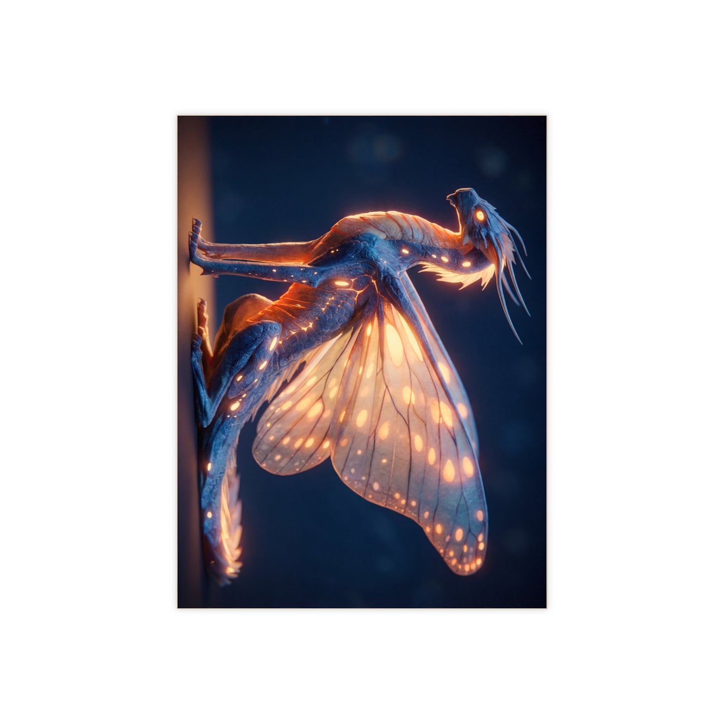 Luminescent Dragonfly Dragon Ceramic Photo Tile – Night Bloom Guardian