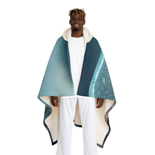 Storm-Sailed Ship in Bottle Hooded Sherpa Fleece Blanket – Pocketed Ocean Dreamscape
