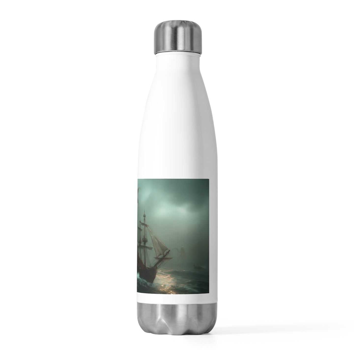 Leviathan’s Wrath 20oz Insulated Bottle – Storm-Swept Seascape with Winged Horror