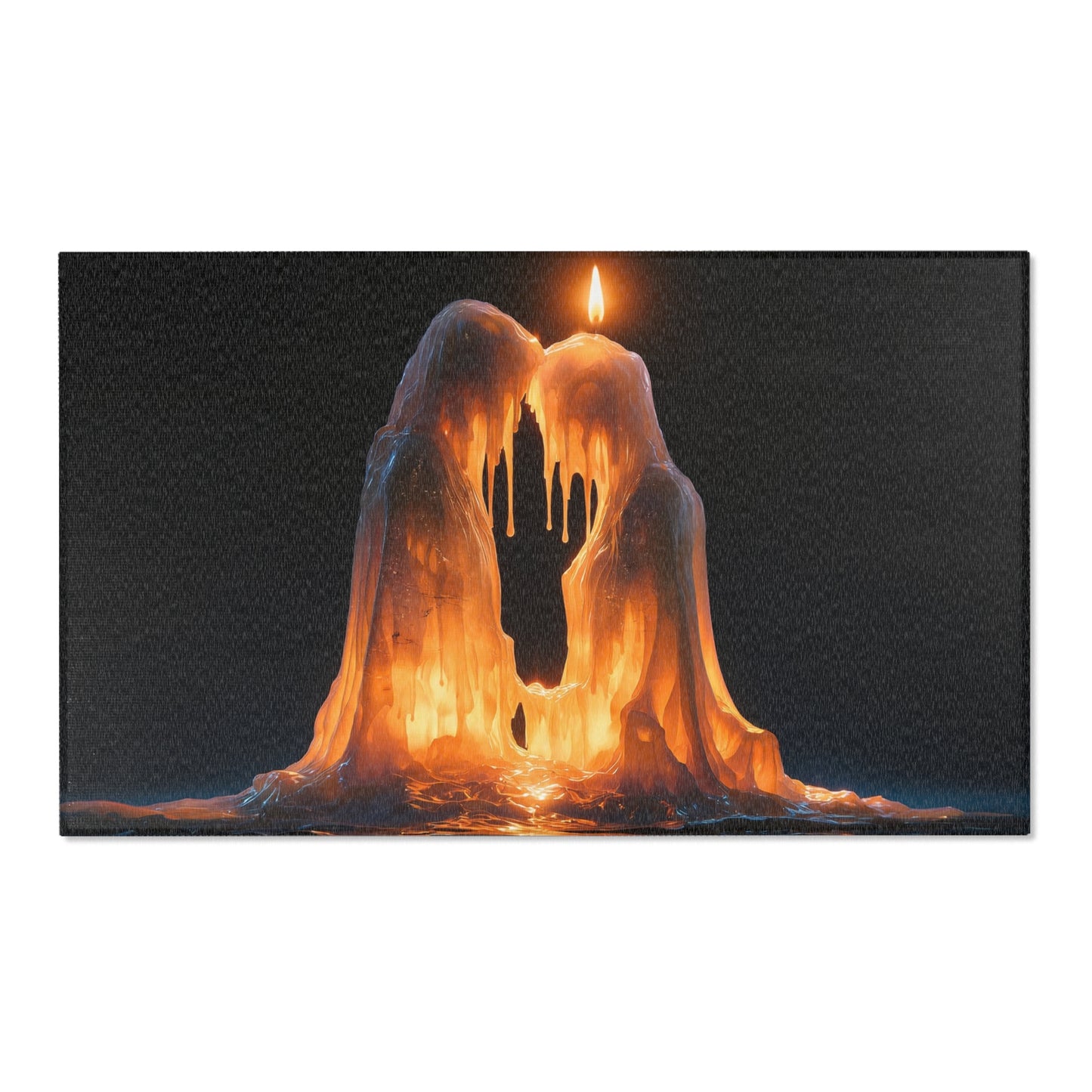 Luminous Candle Mountain Rug – Warm Glow Against Midnight Depths