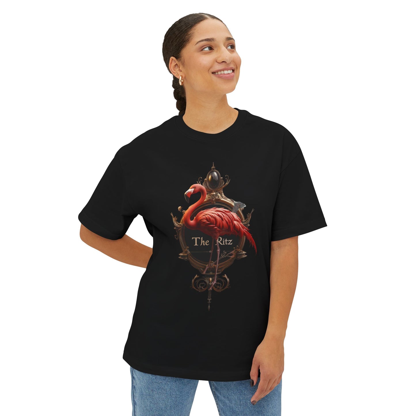 Ornate Frame Flamingo Tee – The Ritz Gilded Silhouette Boxy Shirt
