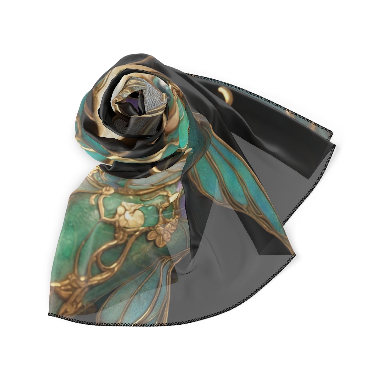 Art Nouveau Koi Poly Scarf – Liquid Light & Golden Vines