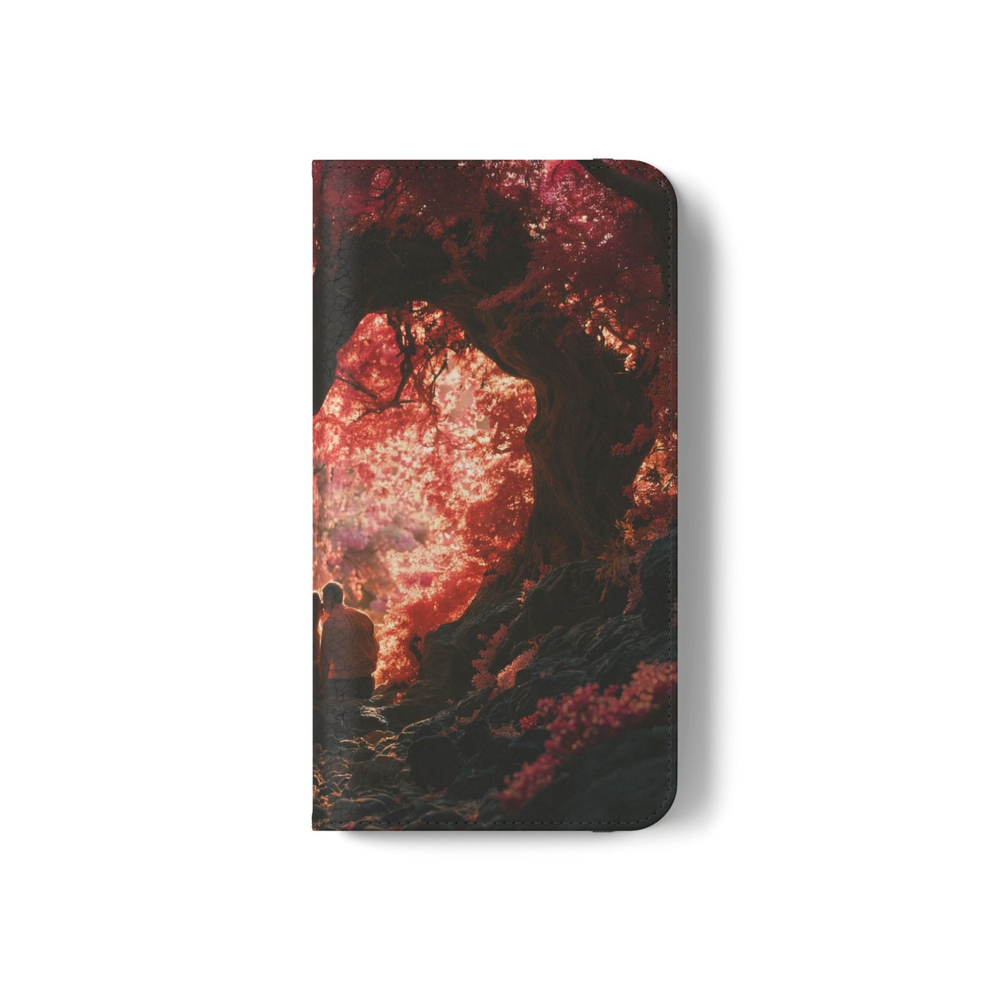 Crimson Arch Flip Cases – Heart-Shaped Canopy Romance