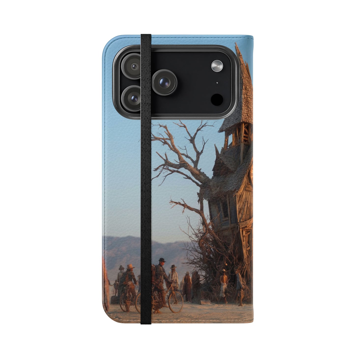 Clocktower Wanderers Flip Cases – Dusty Desert Sentinel Scene