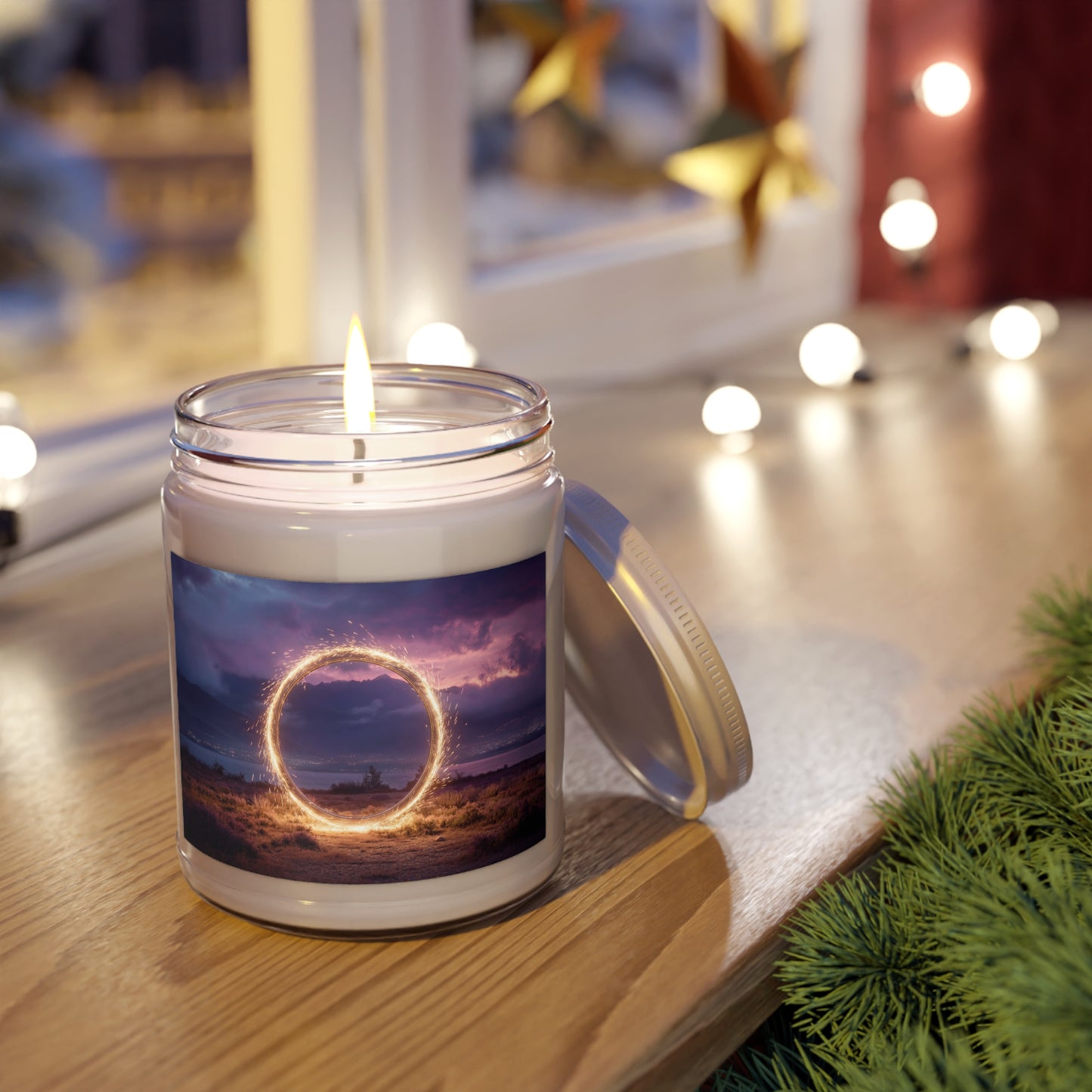 Celestial Vortex Scented Soy Candles with White Lid, 9oz – Indigo Cloud Dreamscape