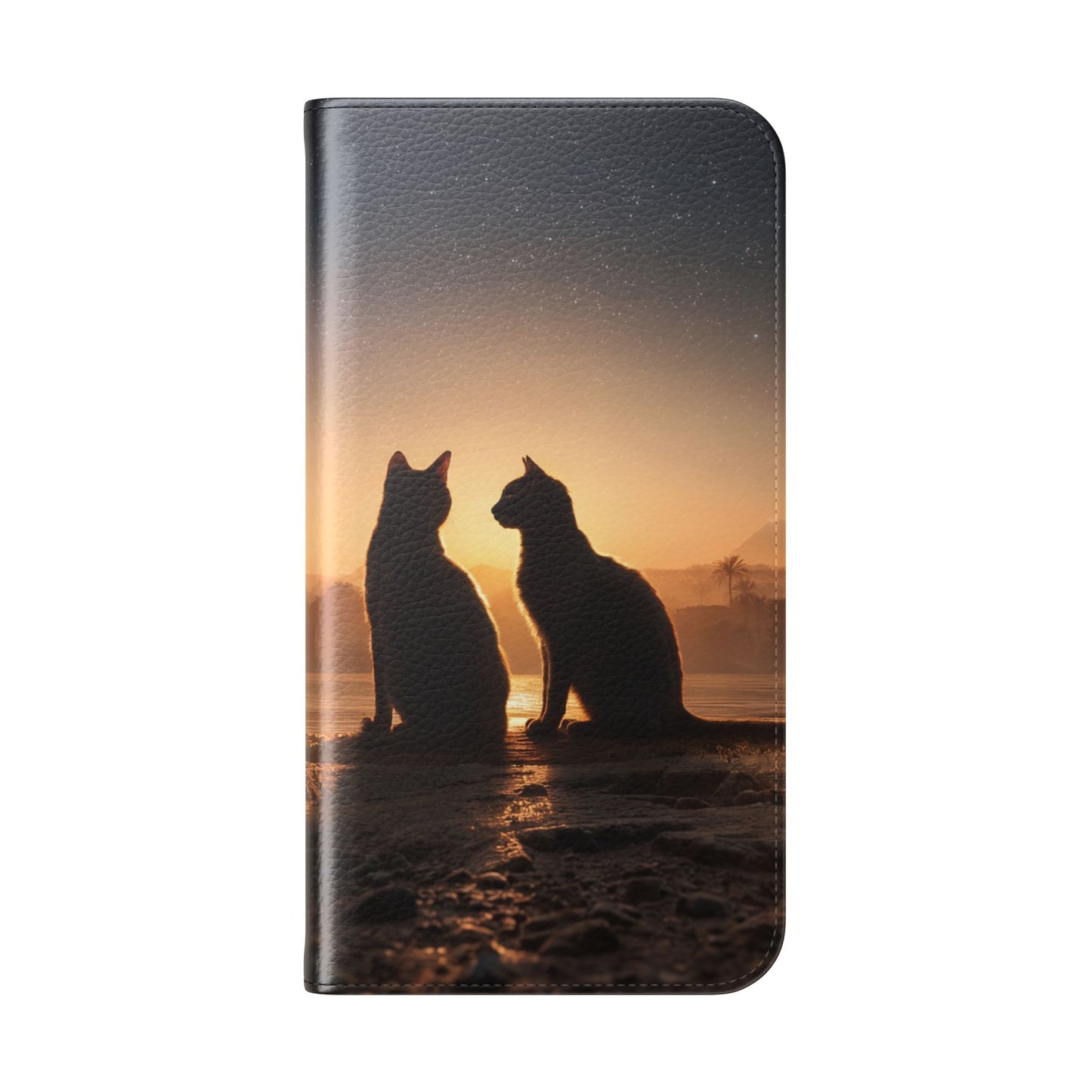 Pharaoh Cats Flip Cases – Starry Nile Guardians on the Bank