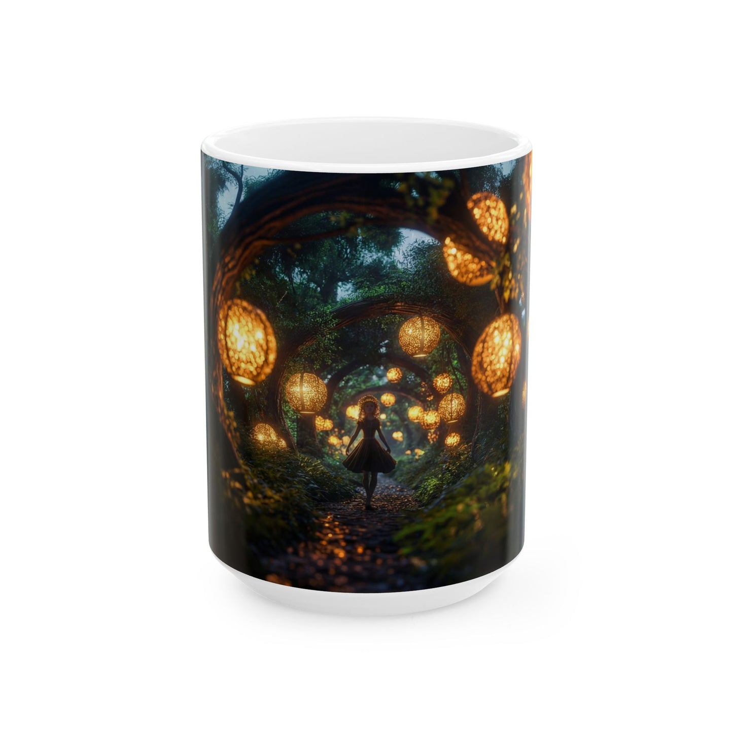 Luminary Grove Ceramic Mug – Golden Lantern Pathway