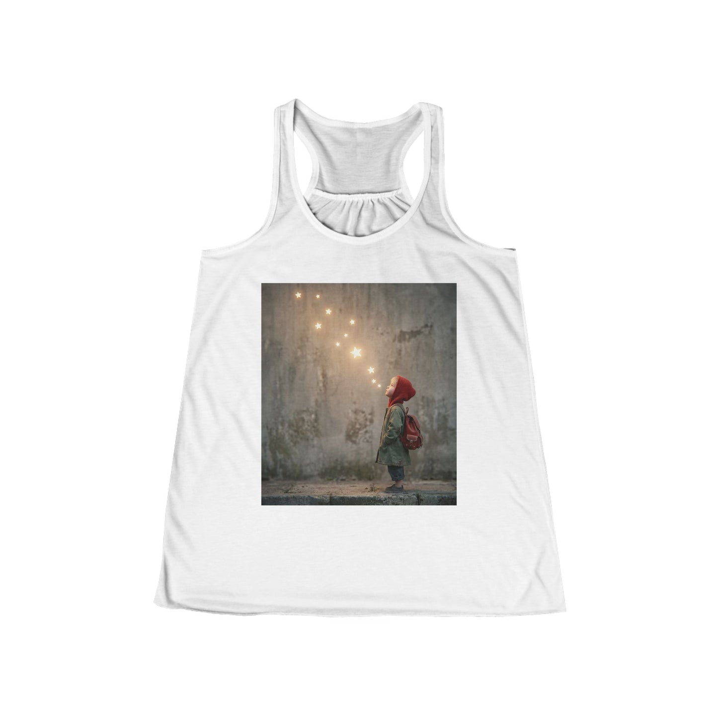 Title: Starlit Child Racerback Tank – Red Hooded Wanderer Graphic