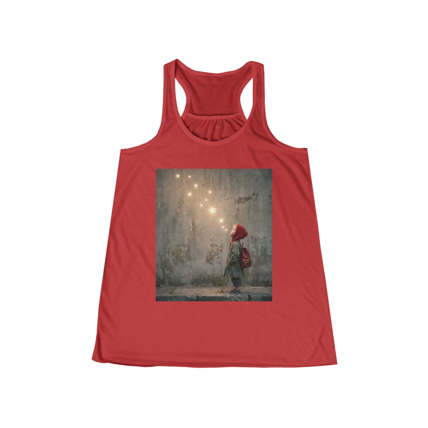 Title: Starlit Child Racerback Tank – Red Hooded Wanderer Graphic