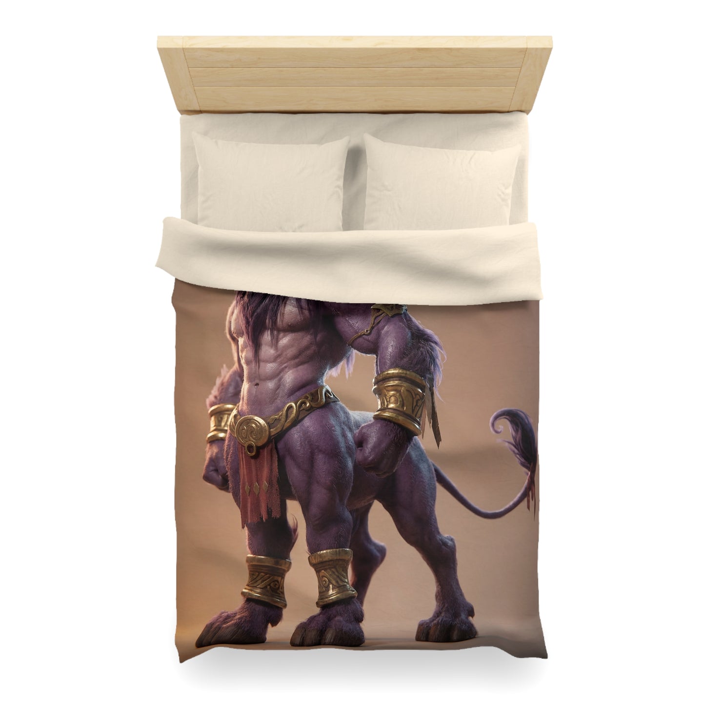 Purple Bull Sentinel Microfiber Duvet Cover – Regal Warrior in Golden Armor