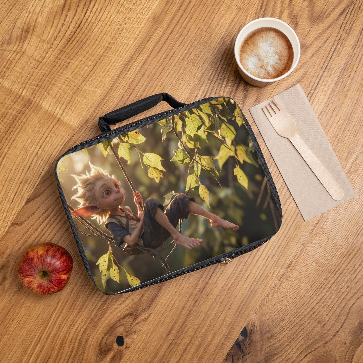 Forest Gnome Lunch Bag – Sunlit Swing Through Whispering Canopy