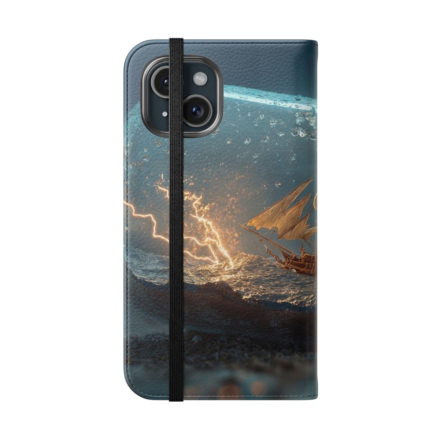 Storm-Struck Galleon Flip Cases – Lightning Inside Glass Bottle