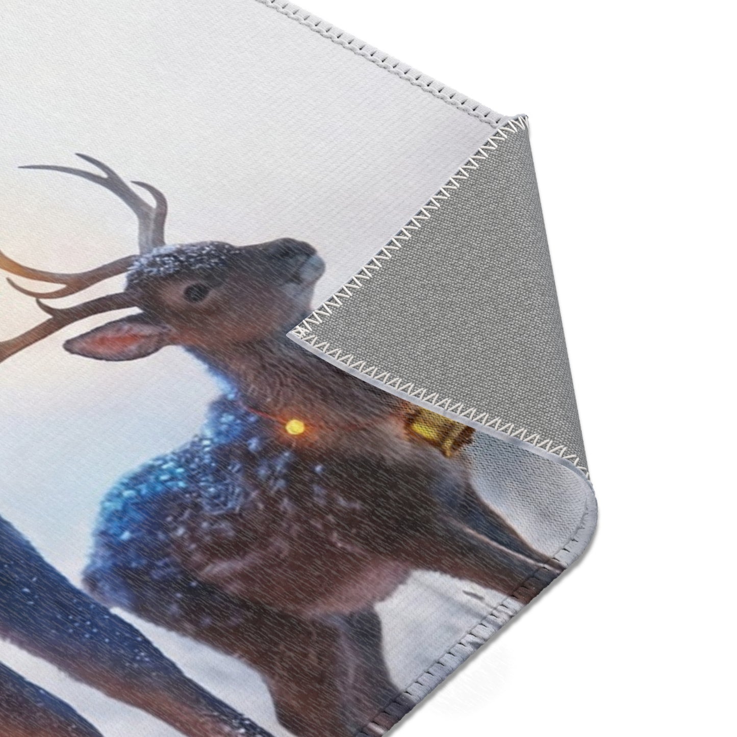 Frostbound Deer Family Area Rug – Whispering Winter Giftscape