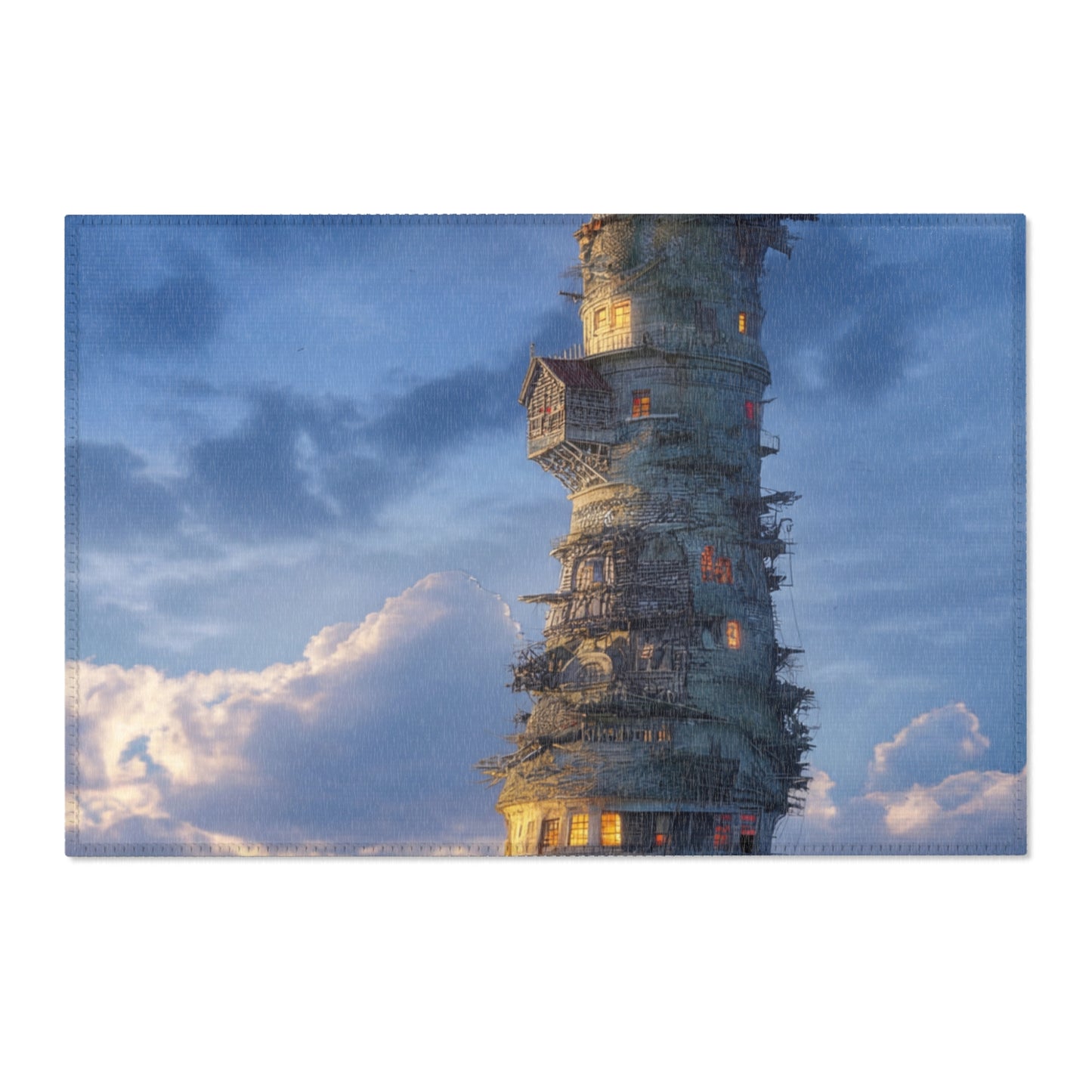 Aerial Lighthouse Area Rug – Twilight Skywatcher Dreamscape