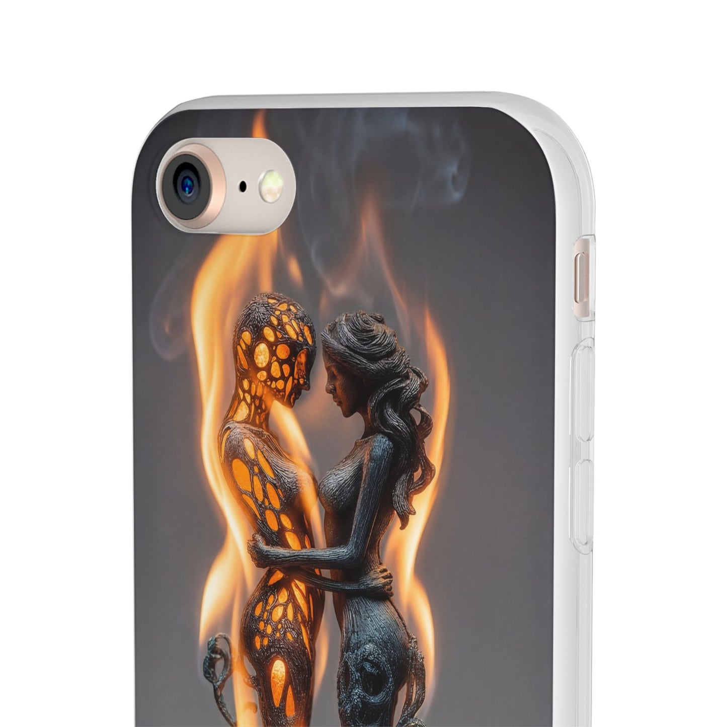Flame-Embraced Lovers Flexi Cases – Intimate Glow Within the Fire