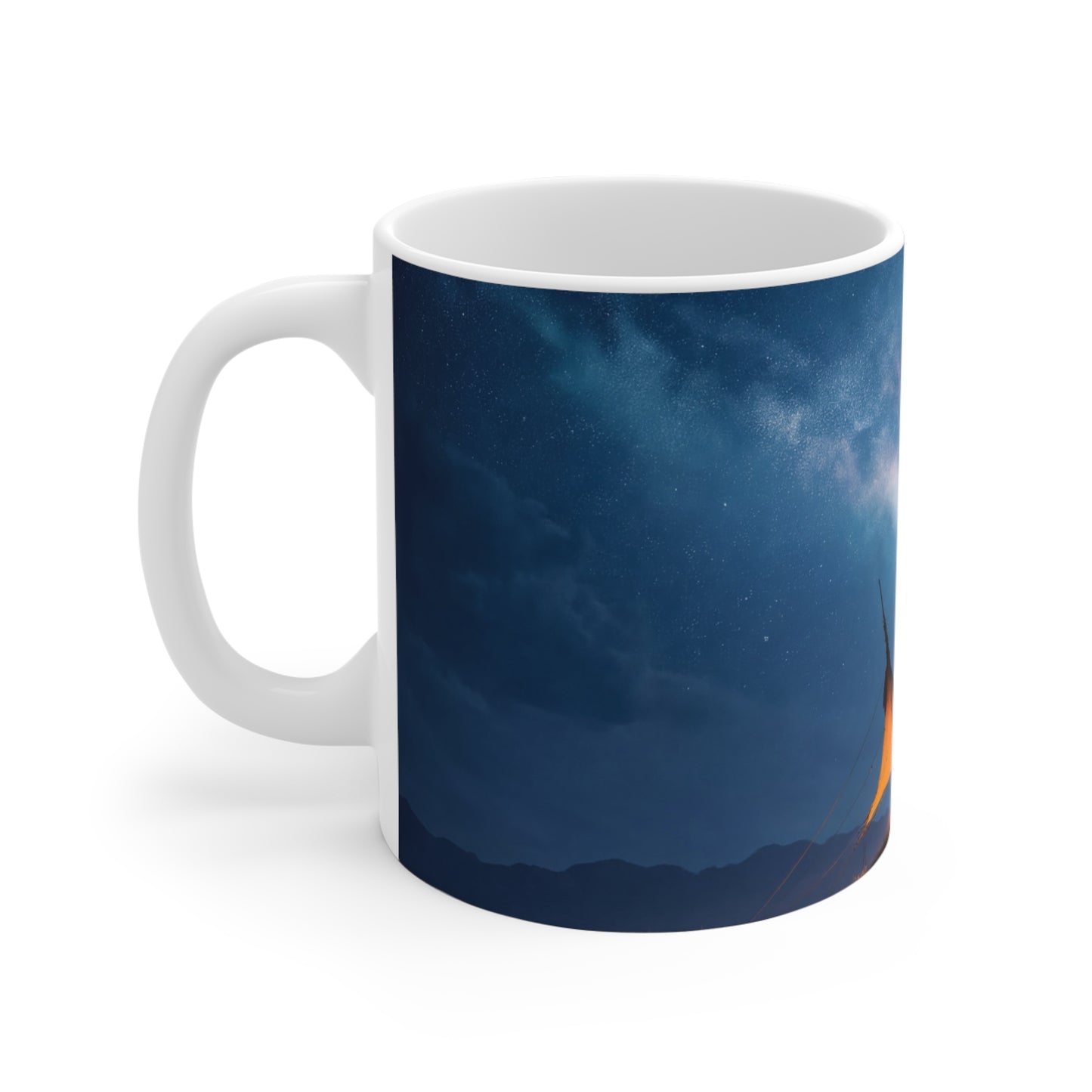 Starlit Nomad Tent Ceramic Mugs (11oz\15oz\20oz) – Milky Way Over Desert Hearth