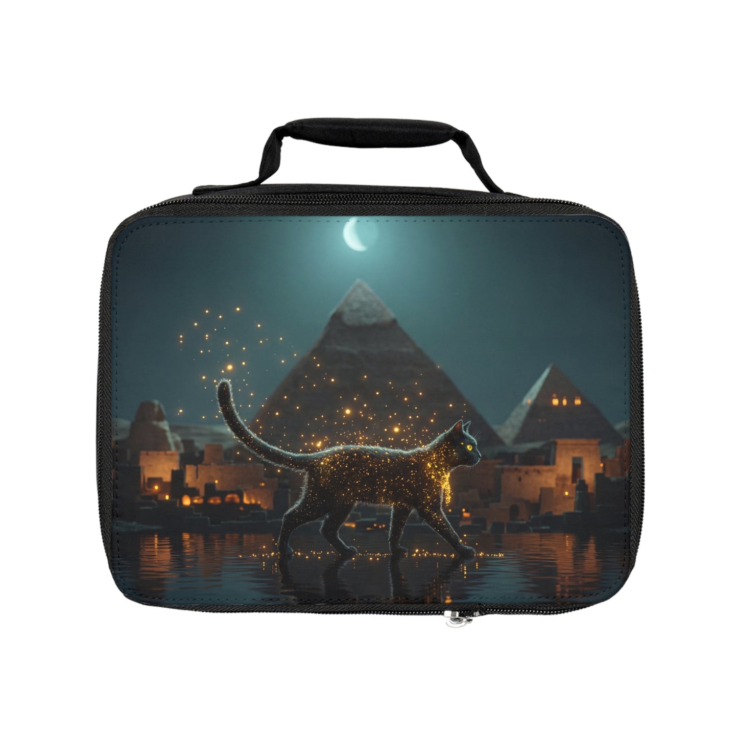 Starlit Cat by Pyramids Lunch Bag – Whispers of Ancient Magic