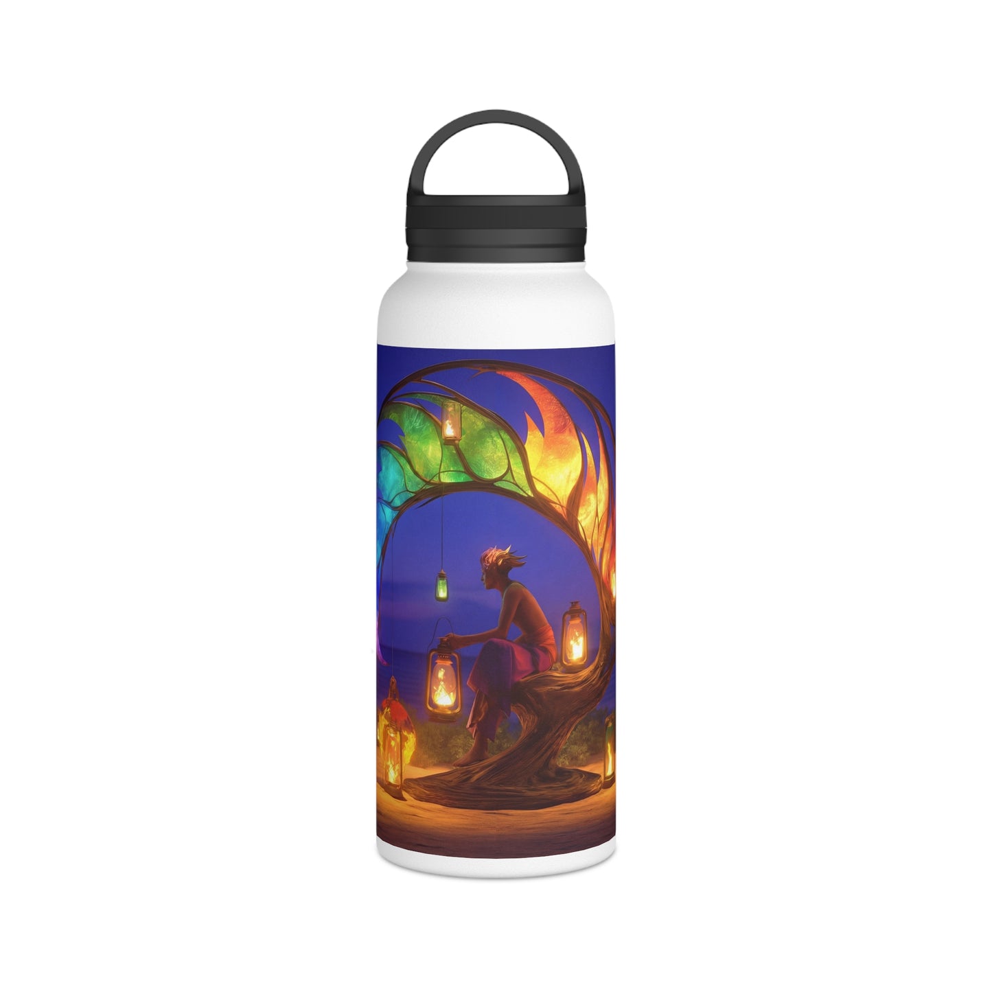Luminous Phoenix Arch Water Bottle – Handle Lid – Twilight Sanctuary