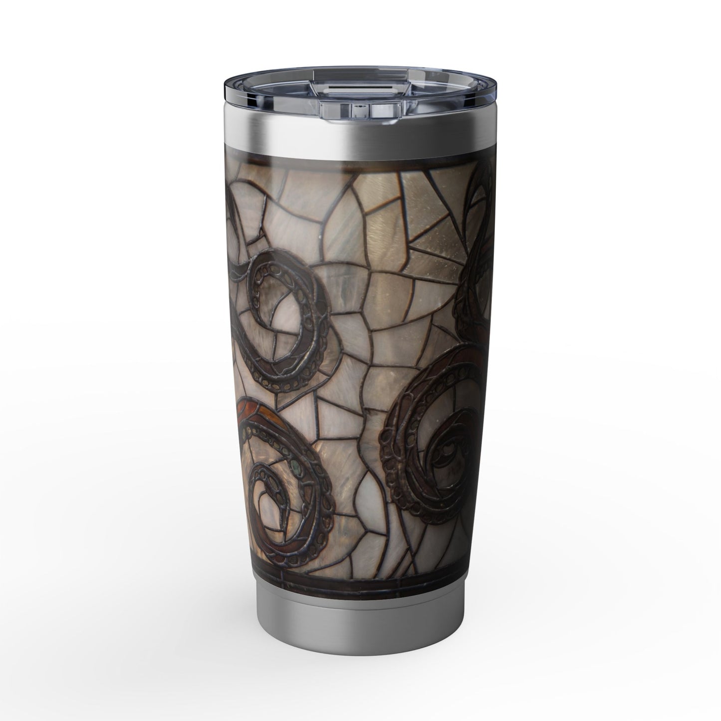 Stained Glass Octopus Vagabond 20oz Tumbler – Amber Depths and Iron Lace