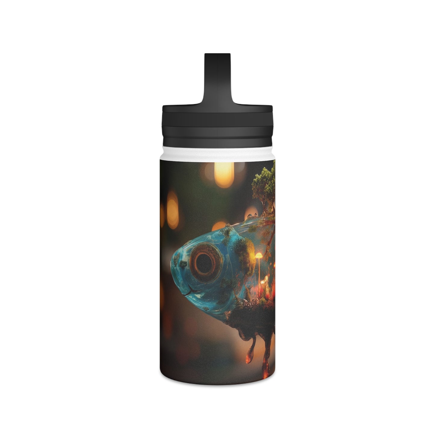 Pocket Forest Fish Water Bottle – Handle Lid – Aqua Realm Sanctuary