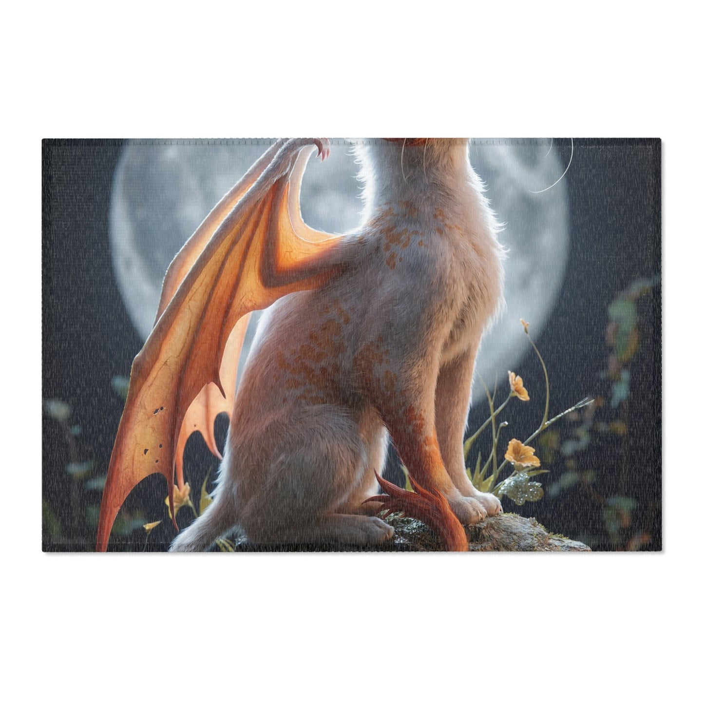Moonlit Dragon Cat Area Rug – Whispers of the Celestial Guardian