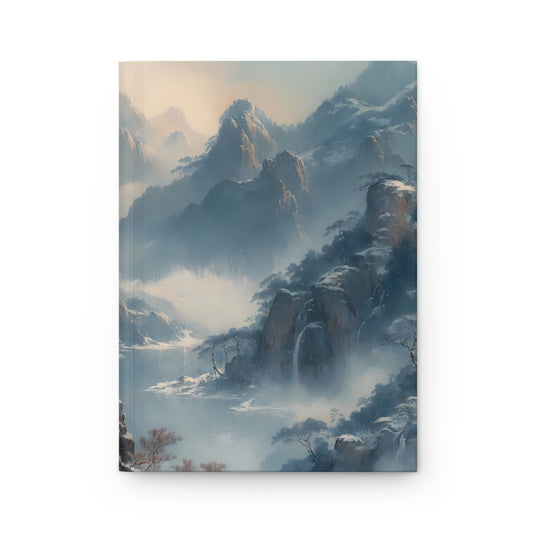 Crimson Pine Winter Peaks Hardcover Journal Matte – Solitary Guardian of Snow-Capped Silence