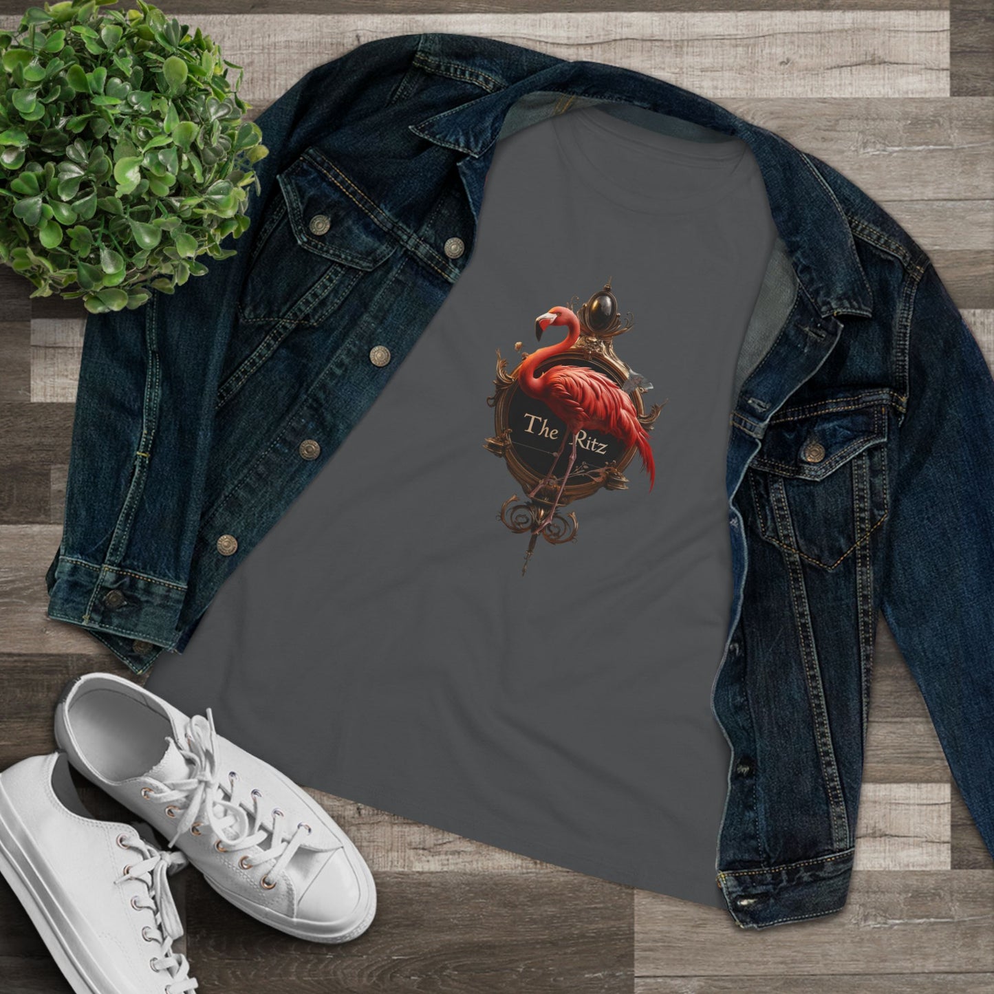 Ritz Flamingo Tee – Opulent Mirror Frame Graphic T-Shirt