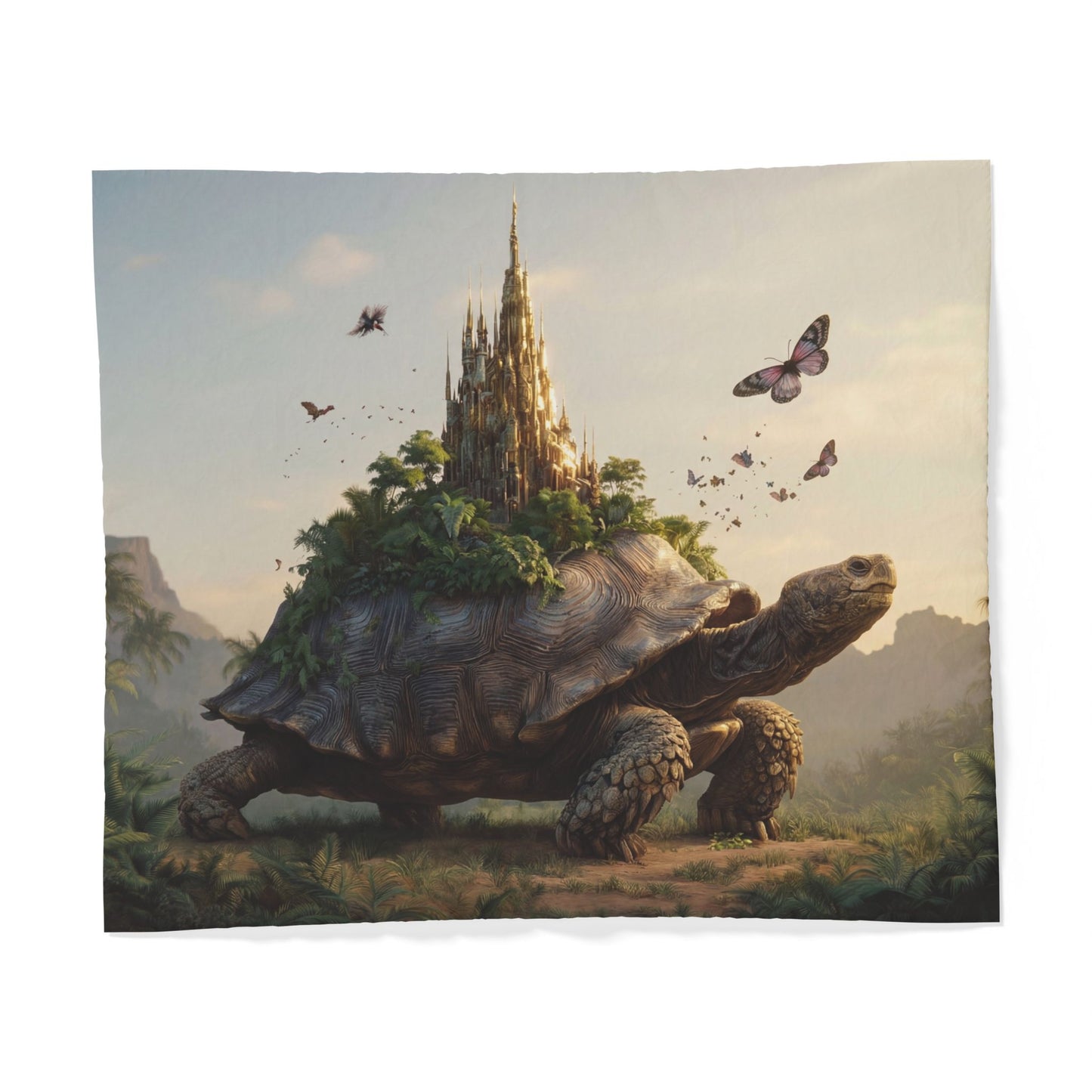 Turtle Castle Cotton Duvet Cover – Golden Spire Sanctuary