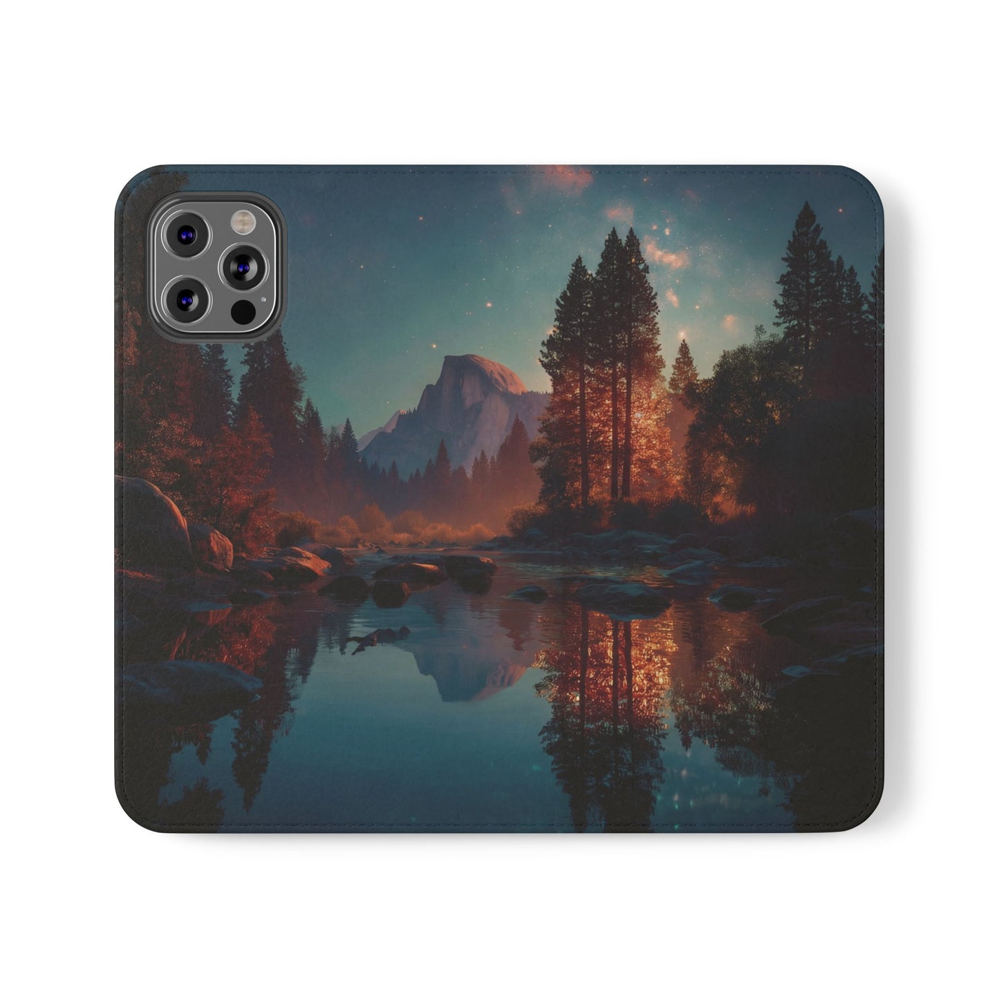 Starlit Valley Flip Cases – Twilight River and Half Dome Reflections