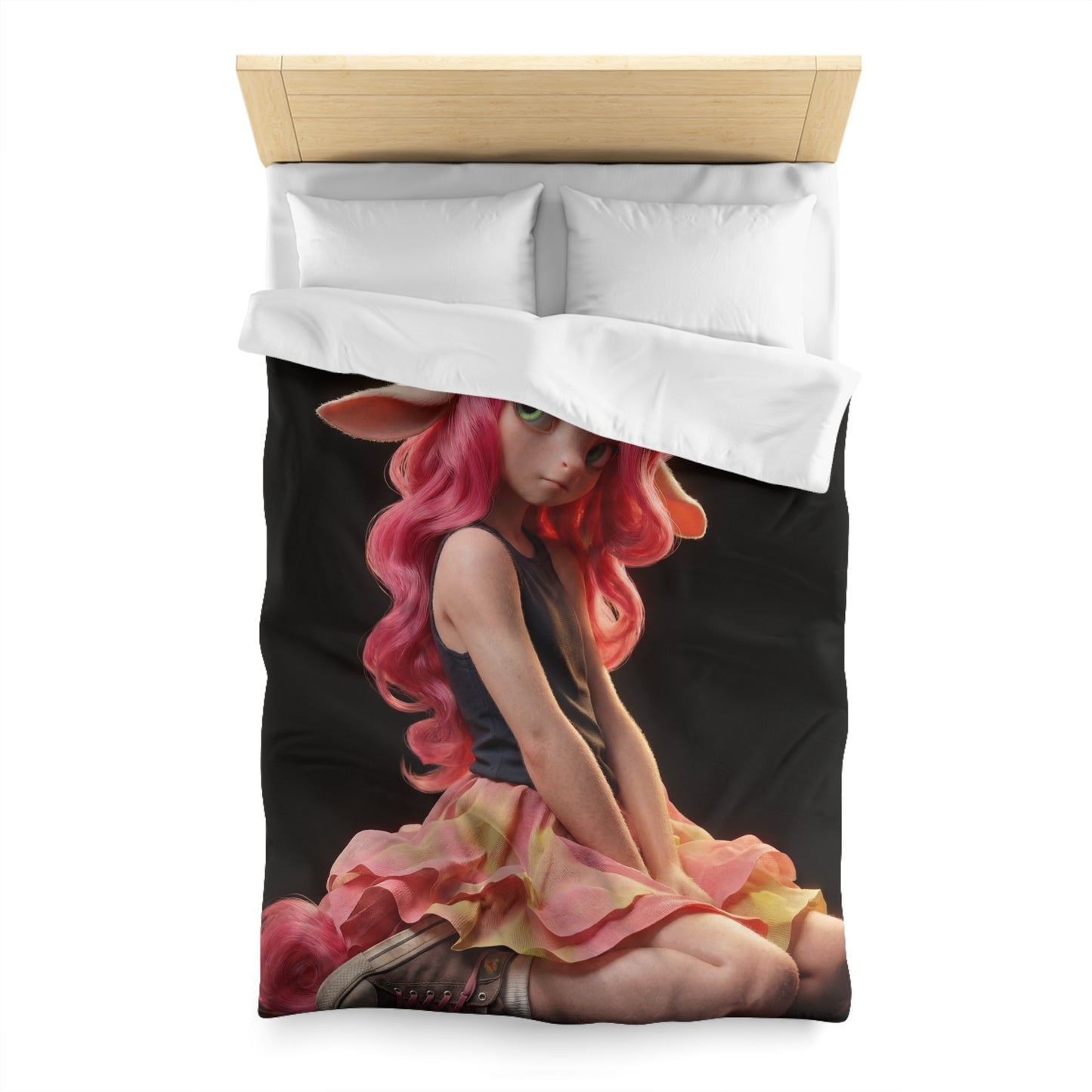 Pink Unicorn Girl Microfiber Duvet Cover – Whimsical Nightlight Dreamer