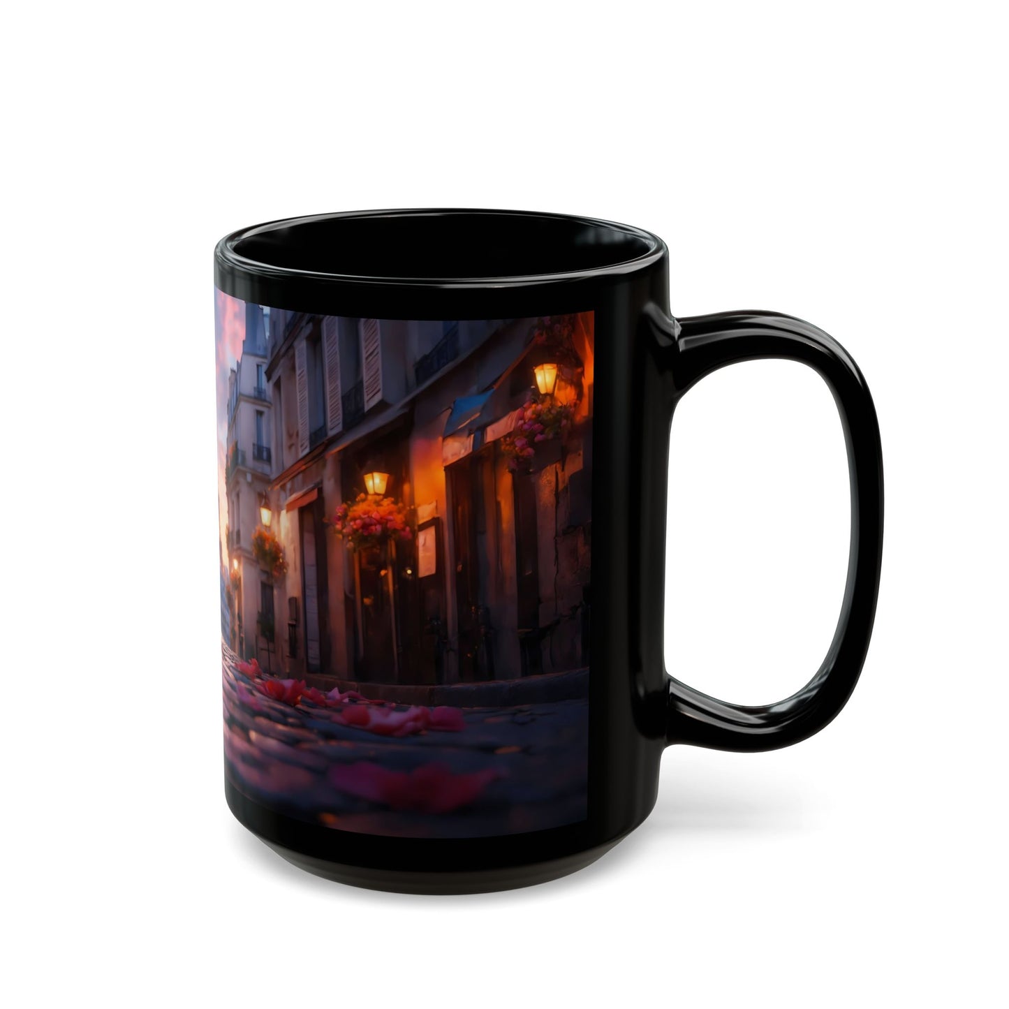 Parisian Cat Street Mug – Sunset Eiffel Tower Whisker-Wish