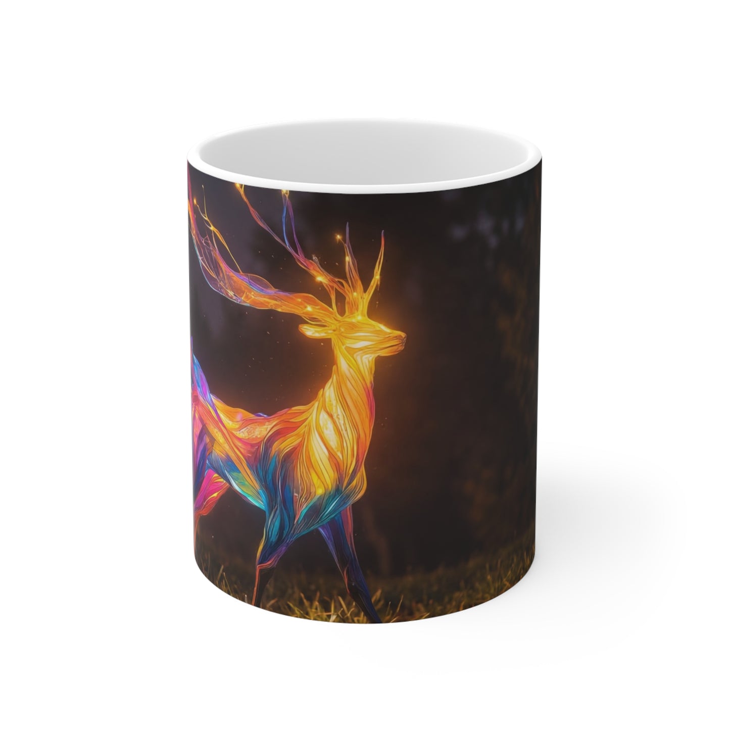 Chromatic Stag Ceramic Mugs (11oz\15oz\20oz) – Night Garden Luminescence